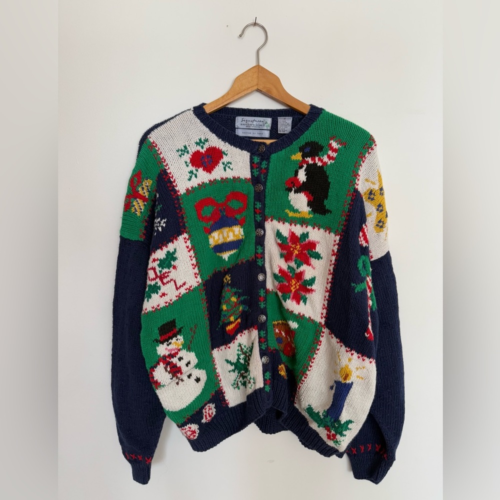 Hand Knit Christmas Sweater 3X Signatures by Northern Isles II